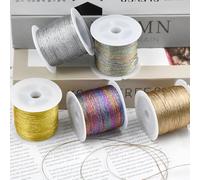 KNGNGK 5 Rotoli di 250 m Filo di Seta Dorato e Argentato, Filato Gioiello per Bigiotteria Uncinetto 0,4 mm*50 m/Rotolo per Confezioni Regalo, Decorazioni Pendenti Fai-da-Te (5 Colori)