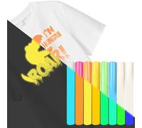 KNGNGK 8 Rotoli Vinile Termoadesivo per Tessuti, Pellicola per Plotter Tessile, HTV Vinile Termico per T-shirt, Vinile Htv Stampabile per Tessuti T-shirt Fai da Te Fluorescente che Si Illumina al Buio