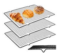 KNGNGK Set 3 Griglie Raffreddamento Dolci 40x25cm, Acciaio Inox Antiaderente per Biscotti/Pizza/Pane, Compatibile Lavastoviglie - Ideale per Pasticceria Domestica e Professional