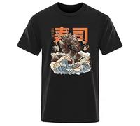 KNHBtuhv2 Japan Ukiyo E Style Sushi Dragon T Shirt Black L