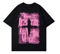 KNHBtuhv2 Lost Love Painted Colorful Images Graffiti T-Shirts Black 3XL