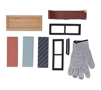 Knife Sharpening Stone Set, Dual Sided 400/1000 3000/8000 Whetstone Set con finitura in pietra con base in legno, tappetino antiscivolo, coltello tagliente, doppio lato 400/1000 30