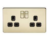 Knighstbridge 13A 2G Dp Commutato senza Viti Presa Ottone Lucidato SF9000P