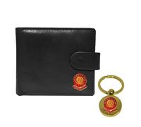 Knight Aberdeen - Portafoglio in pelle nera con portachiavi, motivo: calcio, Nero