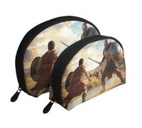 Knight and Sword - Trousse da viaggio per trucchi, 2 pezzi, portatile, con stampa di cavaliere e spada, bianco, Taglia unica