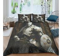 Knight armorSet Di Copripiumino microfibra 3 pezzi motivo 3D con cerniera Fantasy medieval style copripiumino con federe soffice ultra morbido for coppie Double（200x200cm）