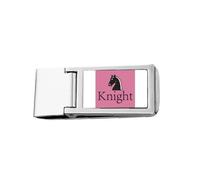 Knight Black Word gioco di scacchi Slim Money Clip in acciaio inox titolare tasca portafoglio