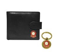 Knight Charlton - Portafoglio e portachiavi in pelle, motivo: calcio, colore: Nero, Nero