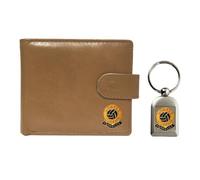 Knight Dundee U - Portafoglio e portachiavi in pelle, motivo: calcio, colore: Beige, Beige