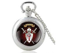 Knight Glass Cabochon Quartz Pocket Watch Retro Men's Women's Pendant Necklace Clock Gift Gift Silver