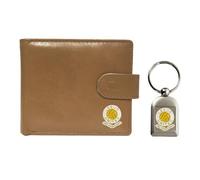 Knight Leeds - Portafoglio e portachiavi in pelle, colore: Beige, Beige