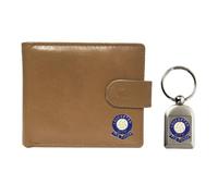 Knight Leicester - Portafoglio e portachiavi in pelle, colore: Beige, Beige