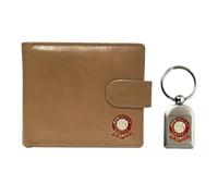 Knight Manchester Reds - Portafoglio e portachiavi in pelle, colore: Beige, Beige