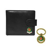 Knight Portafogli e portachiavi in pelle nera con pallone da calcio, Nero