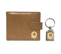 Knight Portafoglio e portachiavi Exeter in pelle beige calcio, Beige