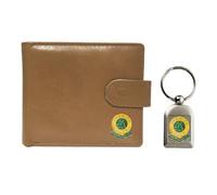 Knight Portafoglio e portachiavi in pelle beige calcio Norwich, Beige