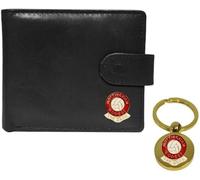 Knight Portafoglio e portachiavi in pelle nera con calcio Nottingham Reds, Nero