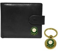 Knight Portafoglio in pelle nera con portachiavi Hibs, Nero