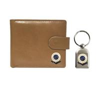 Knight QPR - Portafoglio e portachiavi in pelle, colore: Beige, Beige