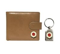 Knight Sheffield U - Portafoglio e portachiavi in pelle, motivo: calcio, colore: Beige, Beige
