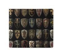 Knight Shield - Portafogli bifold con tasca frontale, con scomparti per carte di credito, per uomini e donne, 11,4 x 10,2 cm