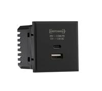 Knightbridge Caricatore USB doppio A+C (18W QC / 45W USB-PD) 50 x 50mmm - Nero