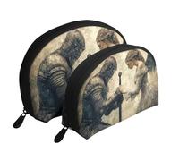 Knights and Angels - Trousse da viaggio con stampa di 2 pezzi, portatile, da viaggio, bianco, Taglia unica