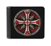 Knights Templar Cross - Portafoglio da uomo in pelle con porta carte di credito, Stile:, Taglia unica