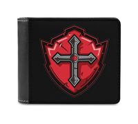 Knights Templar Crusader Cross Portafoglio da uomo a due ante sottile porta carte di credito in pelle, Stile:, Taglia unica