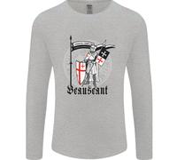 Knights Templar St Georges Day Beauseant Uomo Manica Lunga T-Shirt