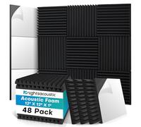 Knightsacoustic Confezione da 48 pannelli fonoassorbenti in schiuma per pareti con autoadesivi, 30,5 x 30,5 x 2,5 cm, pannelli acustici ad alta densità, fonoassorbenti, resistenti al fuoco, colore