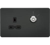 Knightsbridge 13A 1G DP Presa bloccabile - Antracite con inserto nero, (SFR9LOCKAT)