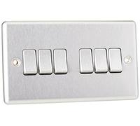 Knightsbridge CL42BC 10A 6G - Placca a 2 vie, con bordo arrotondato, cromato spazzolato