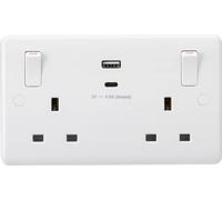 Knightsbridge CU9002 13A 2G Presa commutata con bilancieri fuoribordo e doppia USB (A+C) 5V DC 4.8A condivisa