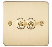 Knightsbridge FPAV2TOGBB 10 A 2 G a vie interruttore a levetta con piastra piatta - ottone spazzolato