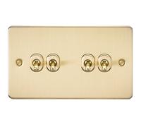 Knightsbridge FPAV4TOGBB 10 A 4-gang piatto a vie interruttore a levetta - ottone spazzolato