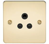 Knightsbridge FPAV5APB 5 piatto piano a prese con inserto nero - ottone lucido