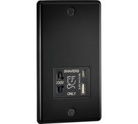 Knightsbridge Presa per rasoio 230V con doppia USB A+C [5V DC 2.4A condivisa] - Nero opaco
