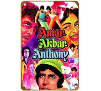 KNIOIL Amar Akbar Anthony - Amitabh Bachchan - Poster del film hindi - Tallenge Bollywood poster vintage metallo metallo targa logo Family Club Bar Cafe camera da letto Decorazione artistica da parete