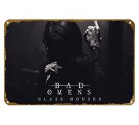 KNIOIL - Bad Omens, Metalcore, tipografia, musica, una persona, indoor, poster vintage in metallo con logo Family Club Bar Cafe camera da letto decorazione artistica da parete regalo 20,3 x 30,5 cm