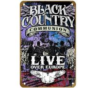 KNIOIL Black Country Communion: Live Over Europe - Poster vintage in metallo con logo Family Club Bar Cafe Camera da letto Decorazione da parete 20,3 x 30,5 cm