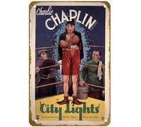 KNIOIL Charlie Chaplin City Lights 3 poster vintage metallo metallo targa logo Family Club Bar Cafe camera da letto decorazione artistica da parete regalo 20,3 x 30,5 cm