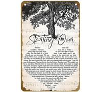 KNIOIL Chris Stapleton - Starting Over Lyrics Poster vintage in metallo con logo Family Club Bar Cafe Camera da letto Decorazione artistica da parete regalo 20,3 x 30,5 cm