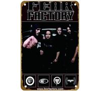 KNIOIL Fear Factory, poster vintage in metallo con logo, decorazione da parete per famiglia, club, bar, bar, camera da letto, regalo, 20,3 x 30,5 cm