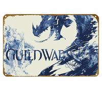 KNIOIL Guild Wars 2, poster vintage in metallo con logo di Guild Wars 2, decorazione artistica da parete per camera da letto, 20,3 x 30,5 cm
