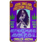 KNIOIL John Sinclair Rally: Ann Arbor 1971 Rock Poster vintage metallo targa logo Family Club Bar Cafe camera da letto Decorazione artistica da parete regalo 20,3 x 30,5 cm