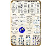 KNIOIL Judo Techniques - Nage No Kata, Katame No Kata, Goshin Jutsu, Dai Ikkyo, Dai Nikyo, Dai Sankyo, Dai Yonkyo, Dai Yonkyo, Dai Gokyo, Dai Gokyo, Targa in metallo vintage decorazione da parete
