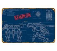 KNIOIL Metal Gear Solid Rex - Blueprints poster vintage metallo targa logo Family Club bar caffetteria camera da letto decorazione artistica da parete regalo 20,3 x 30,5 cm