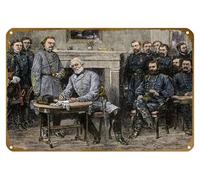 KNIOIL Poster da collezione del generale Robert E. Lee che si arrende dell'esercito confederato al generale dell'Unione Ulysses S. Grant, c.1865, in metallo, vintage, decorazione da parete, idea