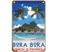 KNIOIL Poster da viaggio in stile vintage Bora Bora Wpa 8 4 Cartolina Polinesia francese Tahiti Windward Islands poster vintage metallo latta segno camera da letto arte decorazione da parete regalo